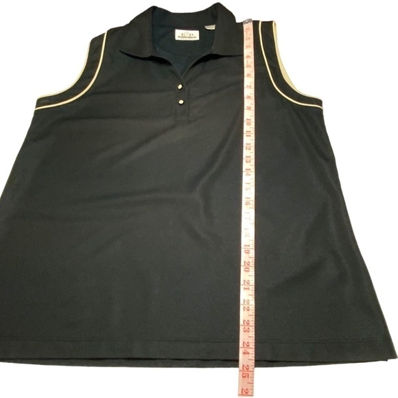 EP PRO Golf Sleeveless Polo Shirt Easy Care Poly Black with Pale Yellow Trim XL - Picture 8 of 11